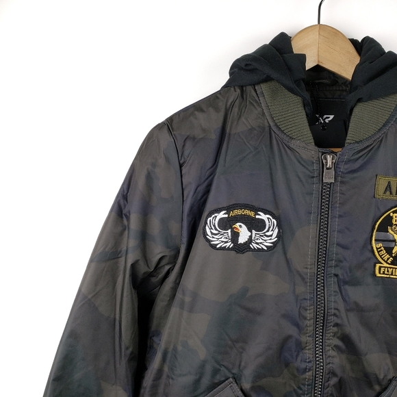 XRAY Jeans Olive Camo Embellished Flight Jacket - Picture 6 of 9